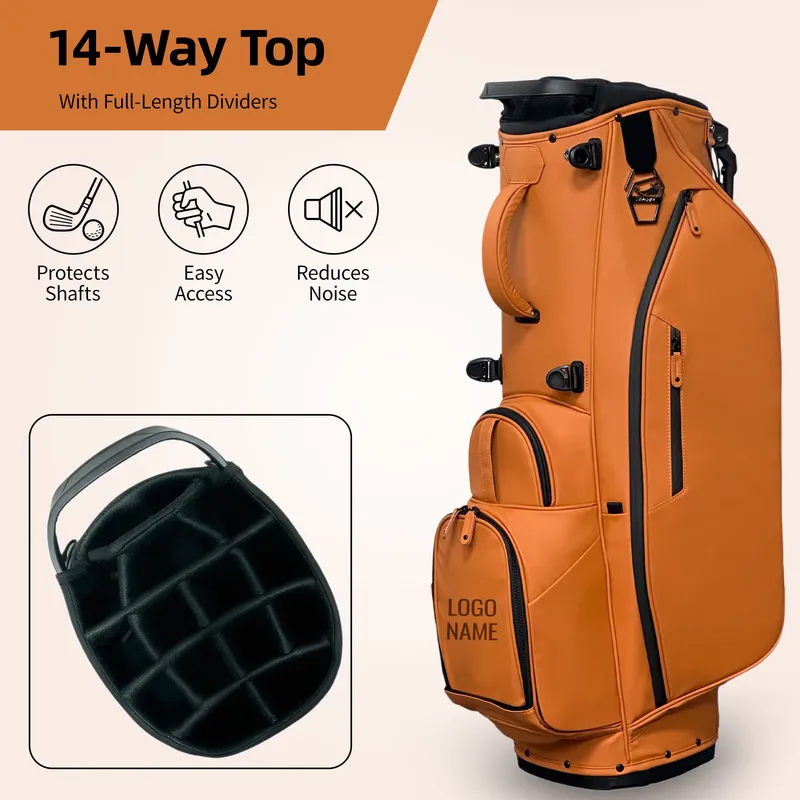 Golf Equipment Logos - กระเป๋ากอล์ฟแบบตั้งได้ ASL กันน้ำ ทำจากหนัง PU ความจุขนาดใหญ่