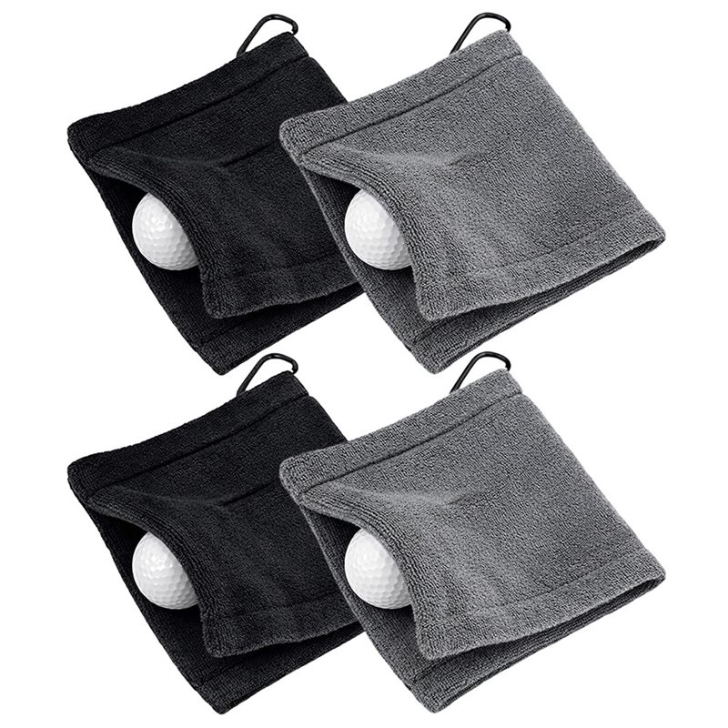 Golf Equipment Essentials - 【สิ่งจำเป็นสำหรับการเดินทาง】ผ้าเช็ดตัวสำหรับกอล์ฟ 4 ผืน พร้อมคลิปหนีบสำหรับถุงกอล์ฟ ผ้าเช็ดตัวดูดซับน้ำ สำหรับอุปกรณ์กอล์ฟ