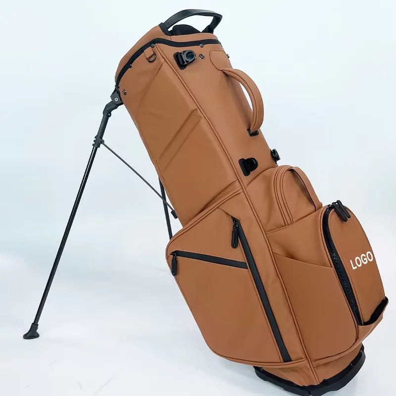 Golf Equipment Logos - กระเป๋ากอล์ฟแบบมีขาตั้ง ปักโลโก้ตามสั่ง หนัง PU สีน้ำตาล กระเป๋ากอล์ฟแบบ