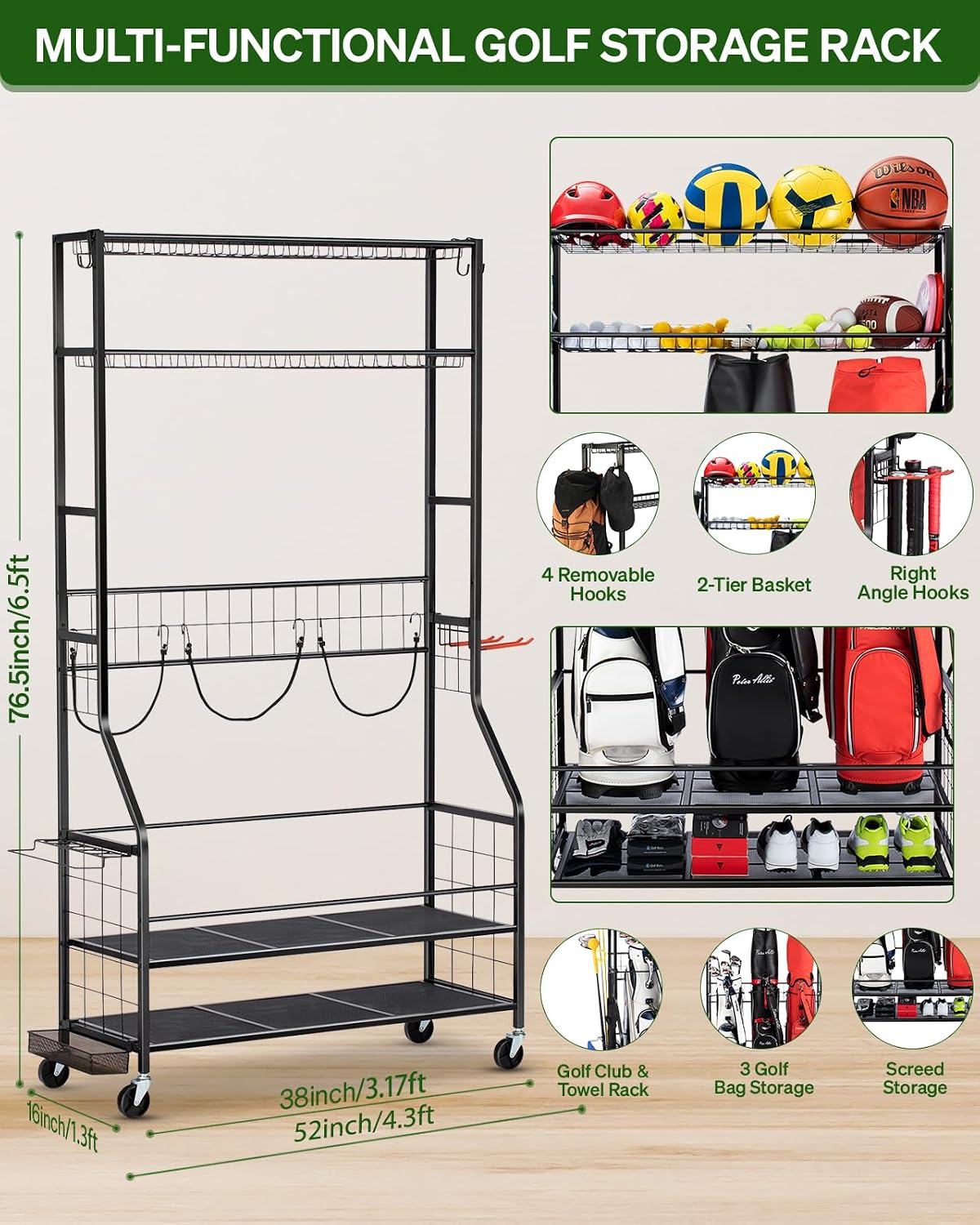 ชั้นวางอุปกรณ์จัดเก็บถุงกอล์ฟแ - Golf Equipment Organizer For Garage บทวิจารณ์และราคา