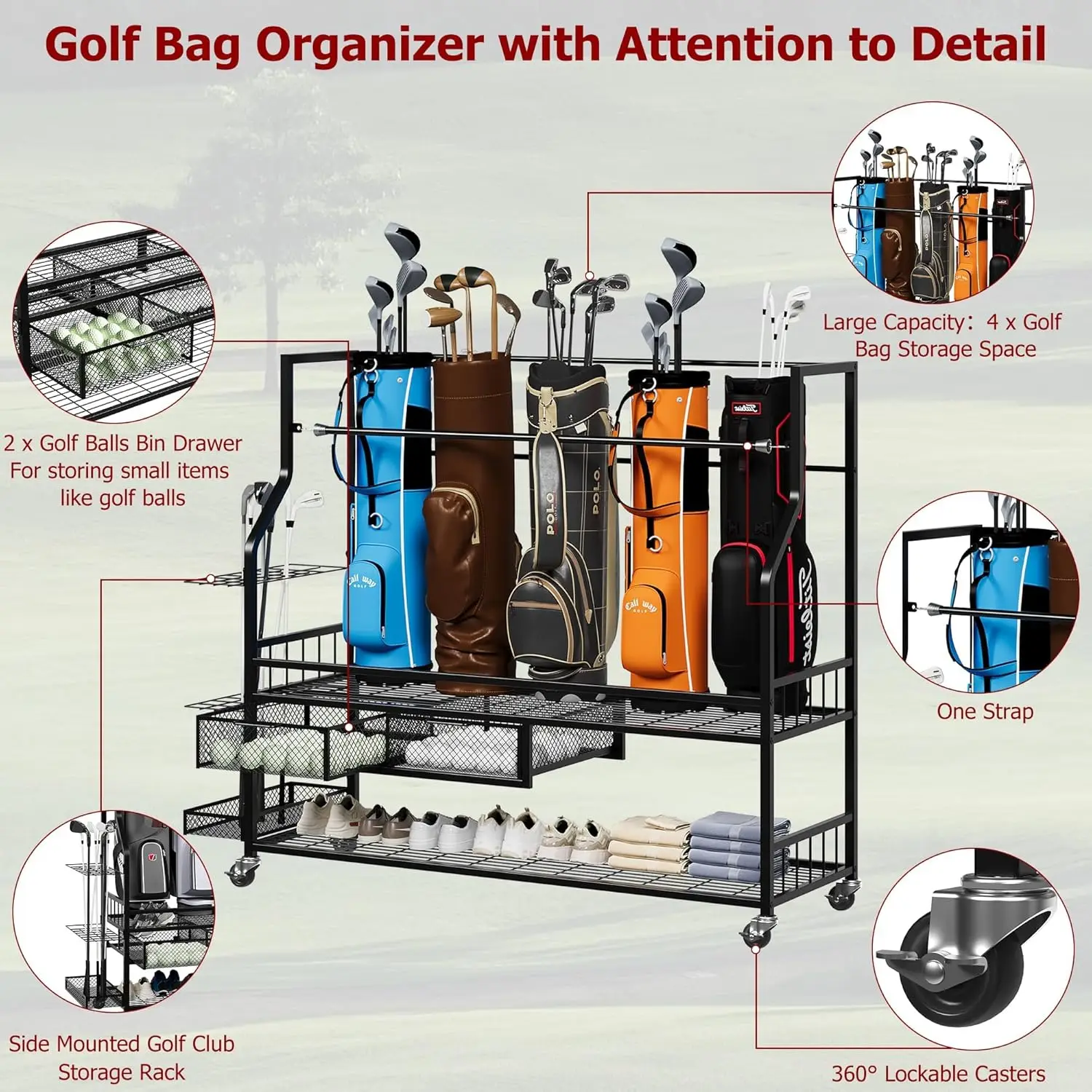 ชั้นวางเก็บถุงกอล์ฟอเนกประสงค์ - Golf Equipment Organizer For Garage บทวิจารณ์และราคา