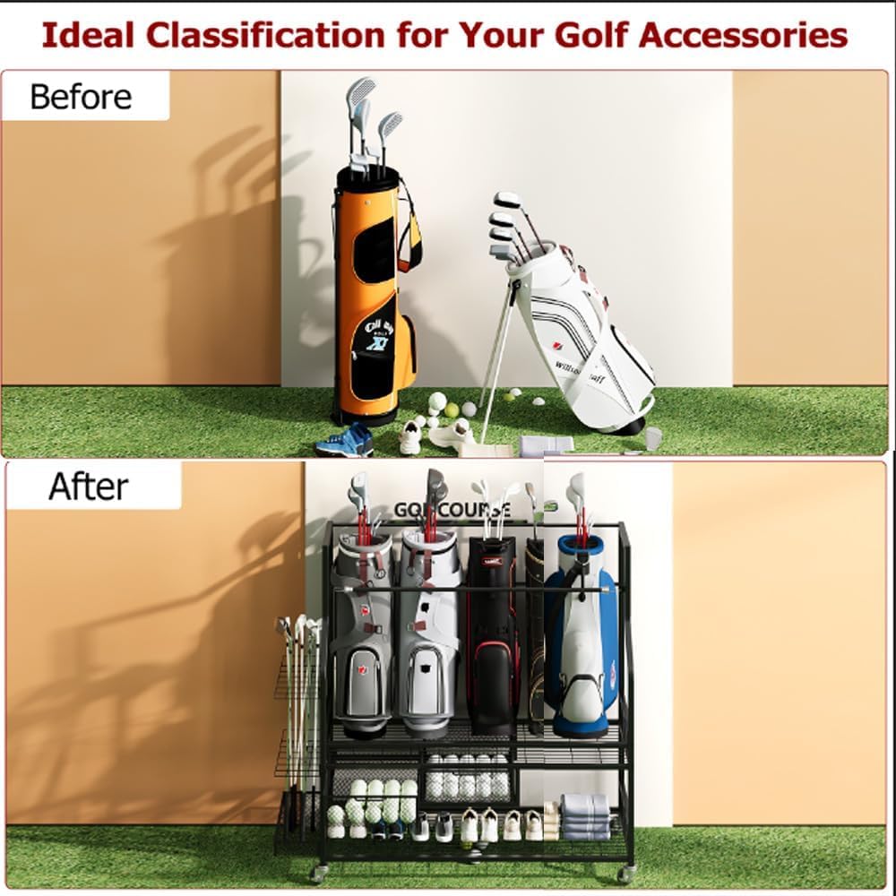 ชั้นวางจัดเก็บถุงกอล์ฟพร้อมลิ้ - Golf Equipment Organizer For Garage บทวิจารณ์และราคา