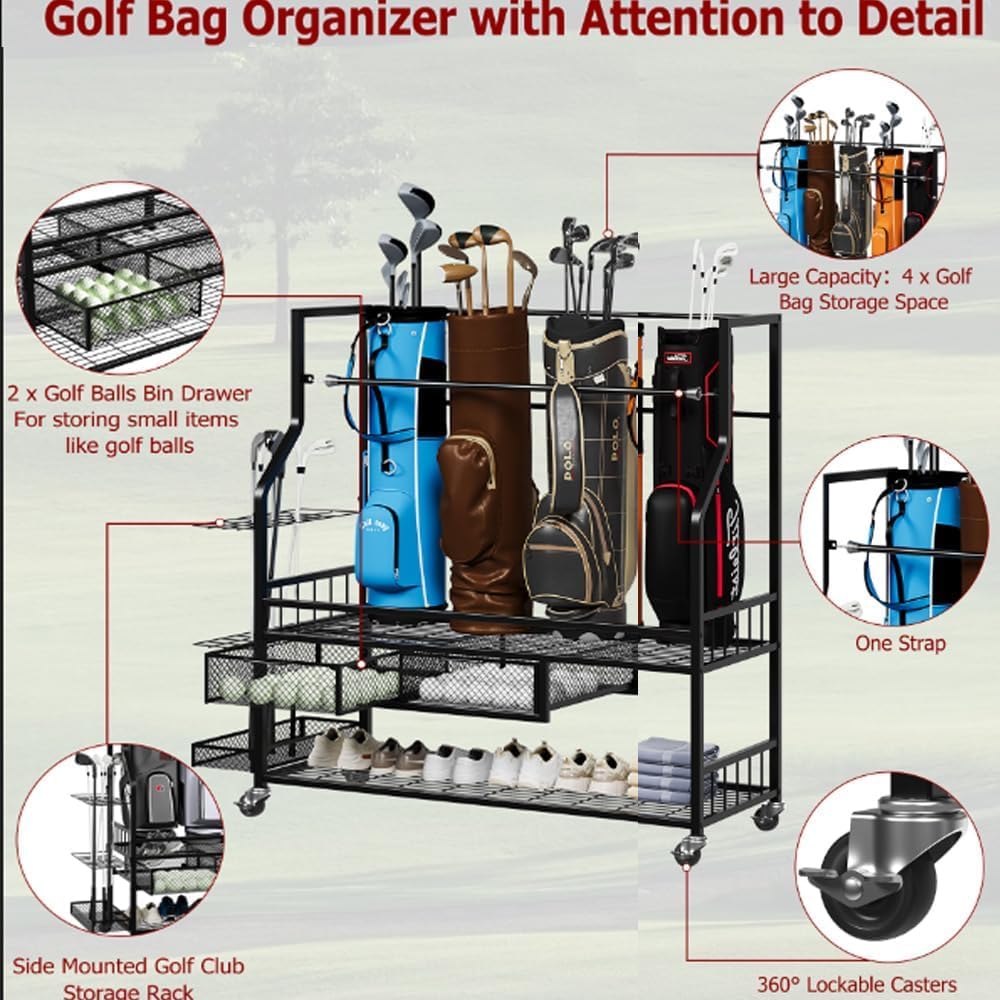ชั้นวางจัดเก็บถุงกอล์ฟพร้อมลิ้ - Golf Equipment Organizer For Garage บทวิจารณ์และราคา