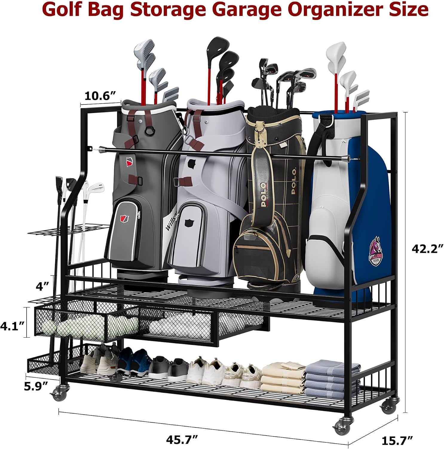 ชั้นวางจัดเก็บถุงกอล์ฟพร้อมลิ้ - Golf Equipment Organizer For Garage บทวิจารณ์และราคา